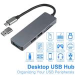 5-in-1 USB-C Aluminum Hub with Card Reader