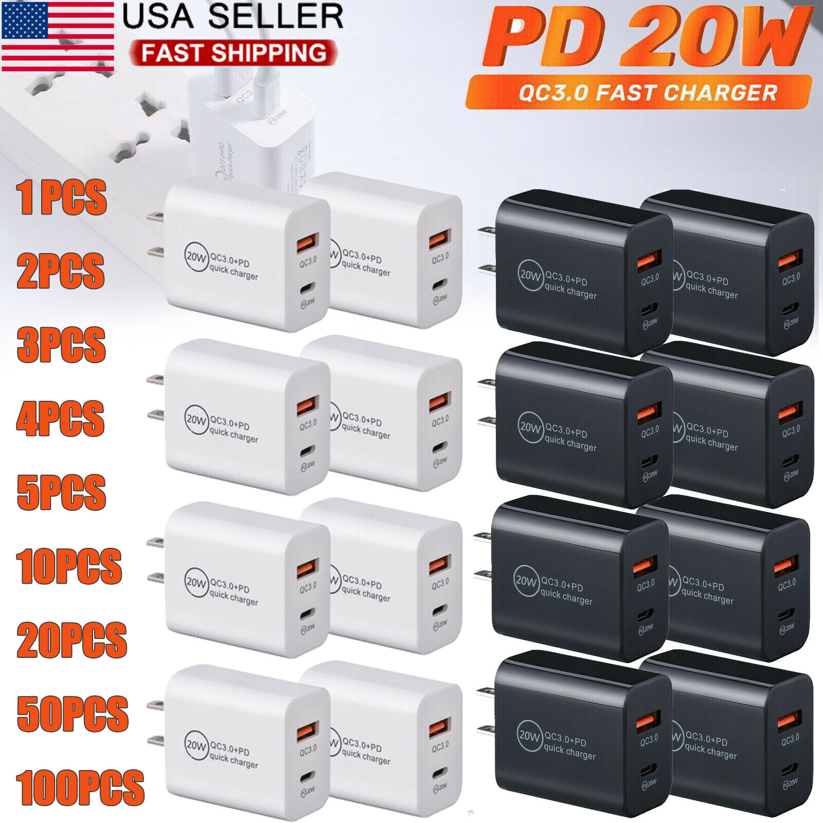 20W USB-C Fast Charger with Dual Ports