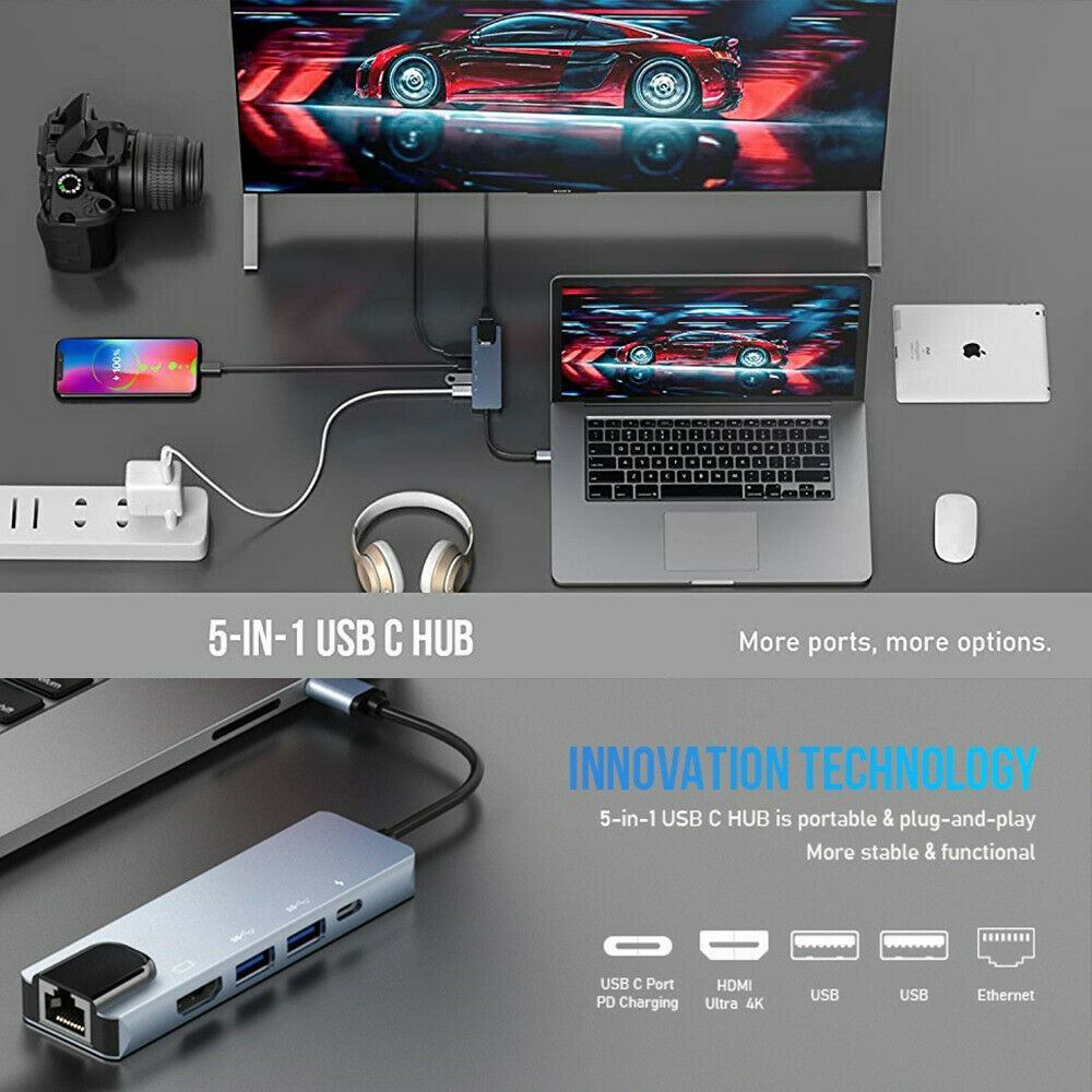 USB-C Hub with Ethernet, HDMI & Charging