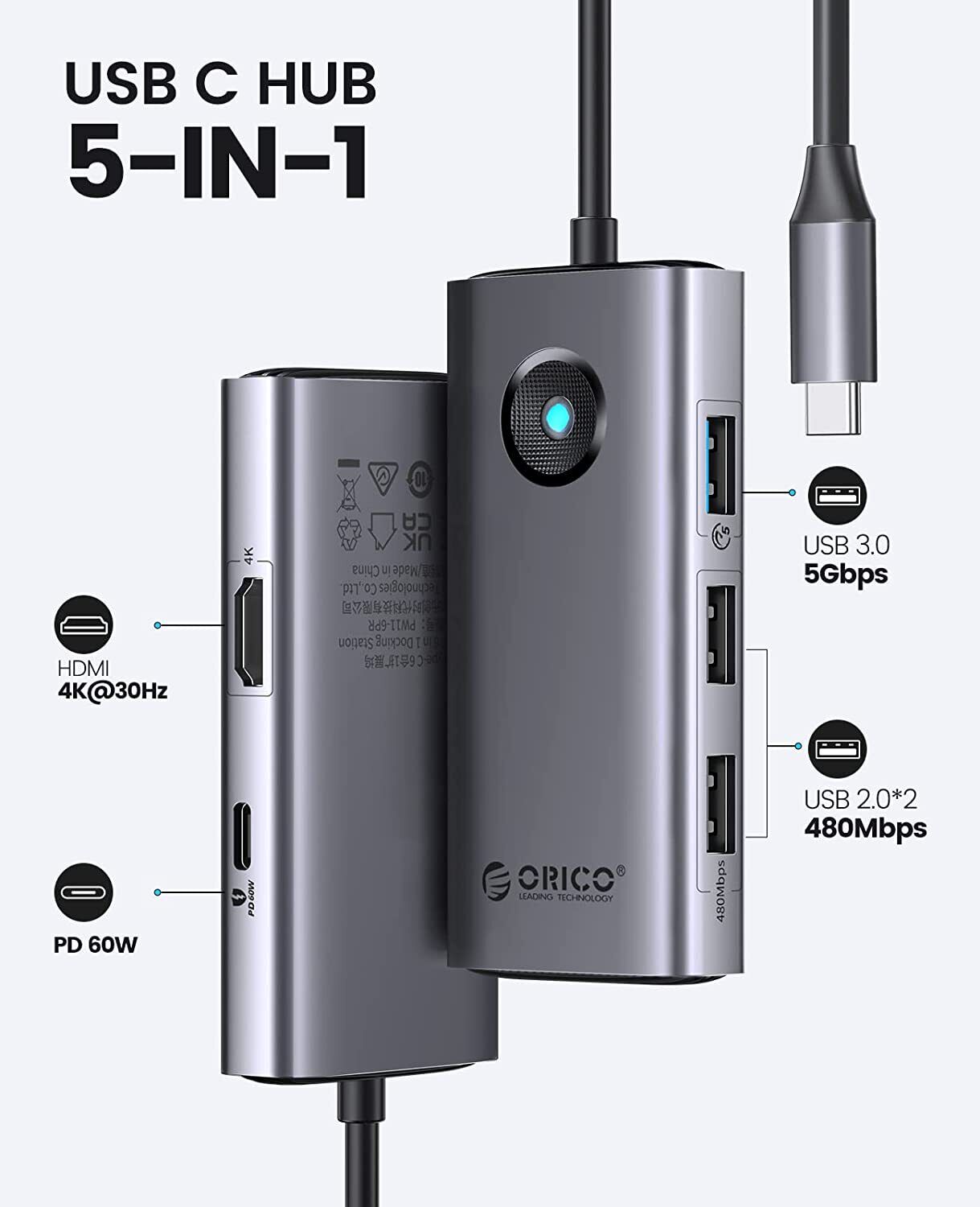 ORICO 5-in-1 USB C Dock with 4K HDMI