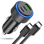 High-Speed USB-C Car Charger with 3 Ports