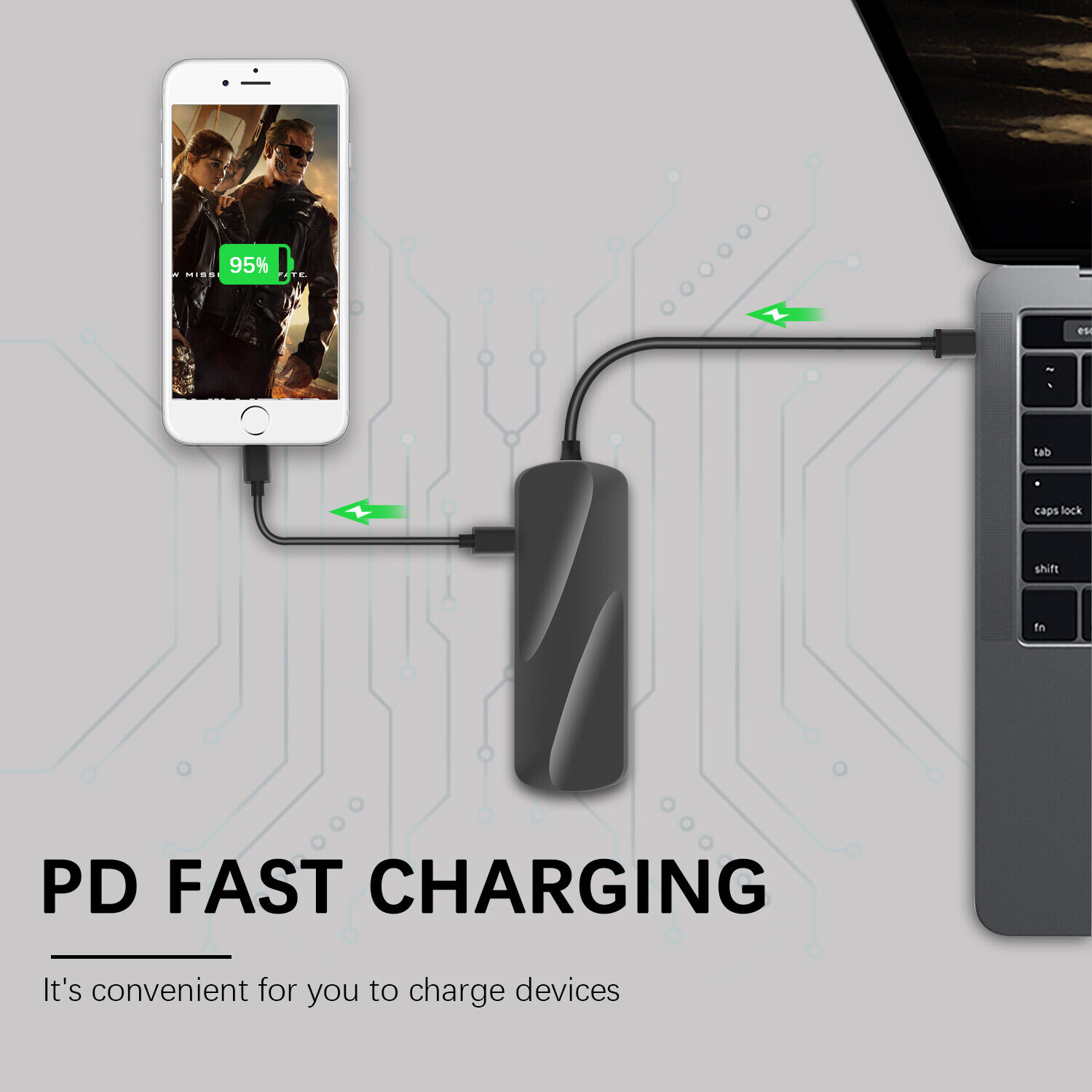 5-in-1 USB-C Hub w/ Card Reader & PD Charge