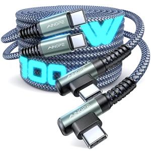 AINOPE 100W USB-C Cable 2-Pack, 6.6ft Right Angle