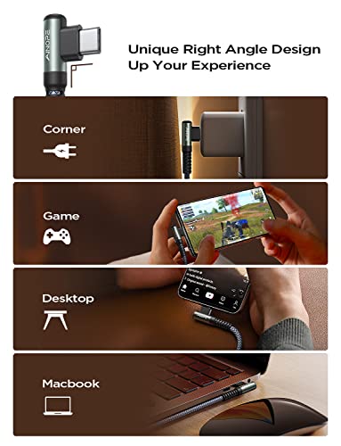 AINOPE 100W USB-C Cable 2-Pack, 6.6ft Right Angle