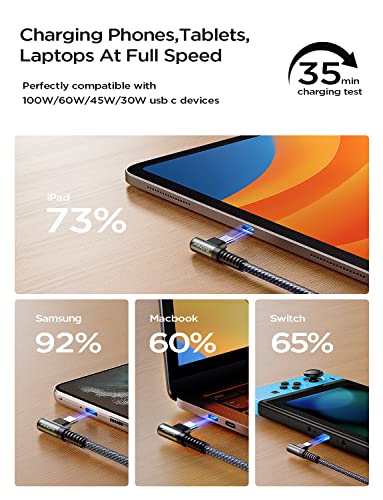 AINOPE 100W USB-C Cable 2-Pack, 6.6ft Right Angle