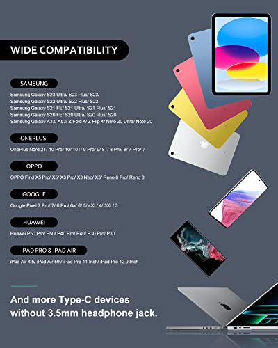 USB-C Headphones with Mic for Samsung & More