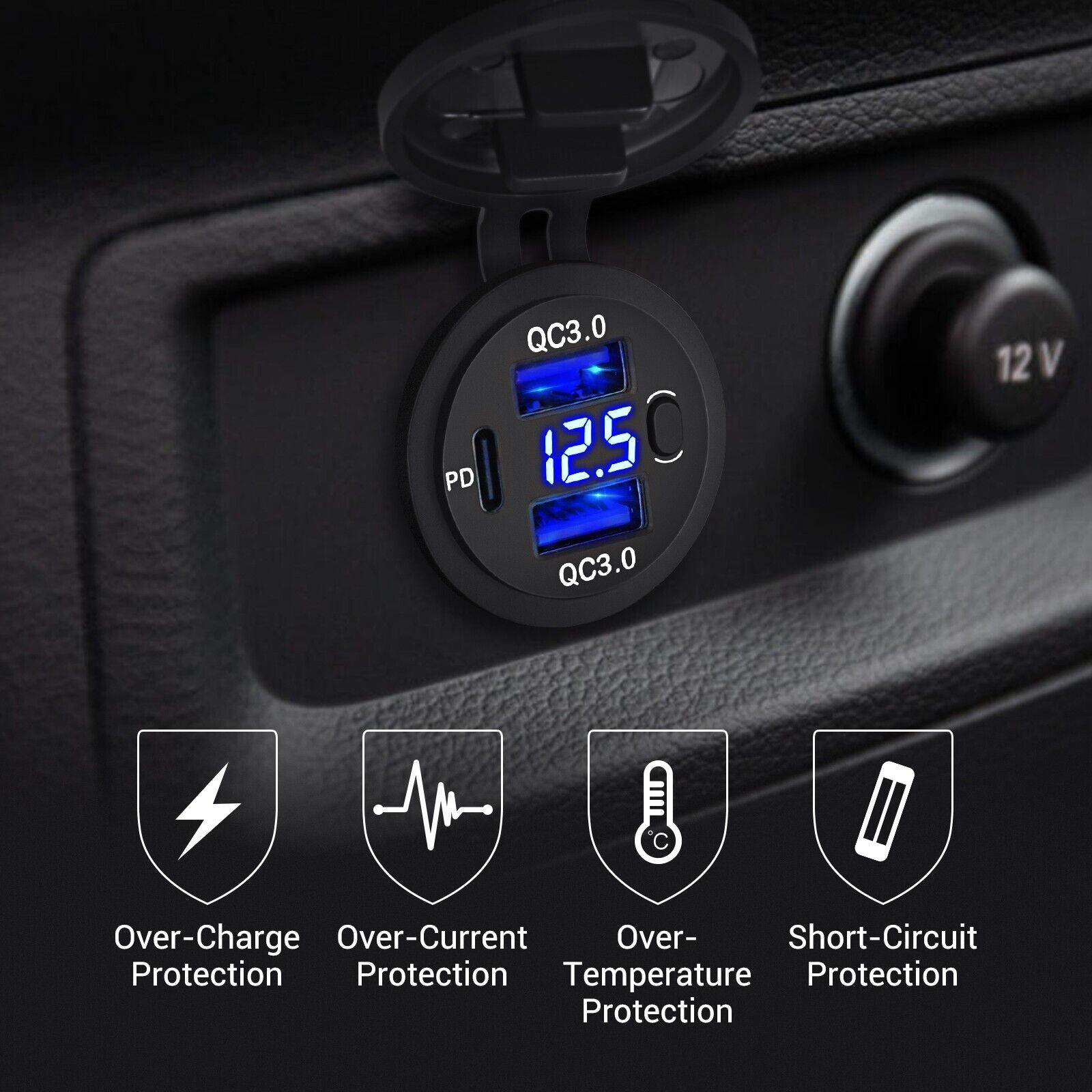 Dual Port USB-C Car Charger for 12V/24V