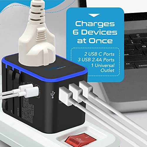 World Travel Plug Adapter with USB-C Ports