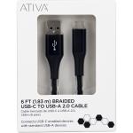 6ft Black USB-C to USB-A Cable - Ativa®