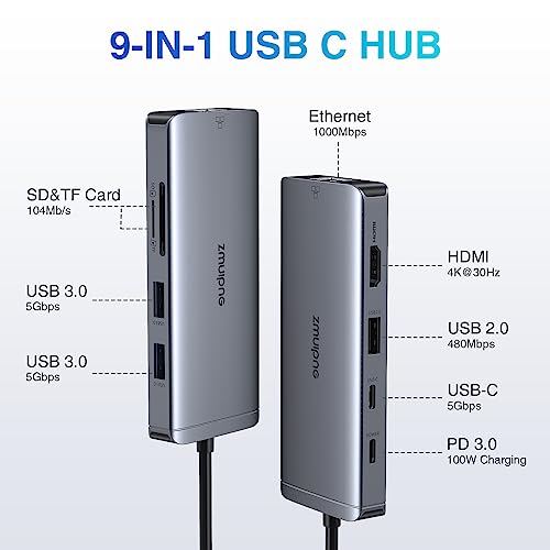 9-IN-1 USB-C Hub with HDMI and Ethernet
