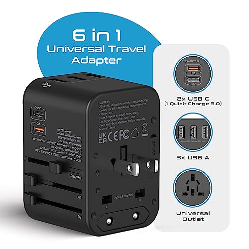 World Travel Plug Adapter with USB-C Ports