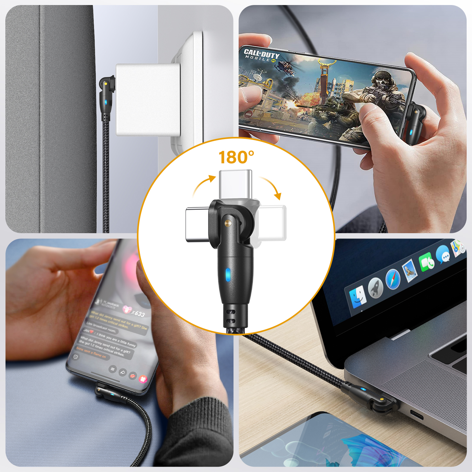 AUFU 100W USB-C Cable 2-Pack, 3.3ft/6ft