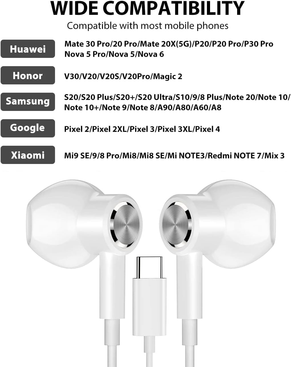 USB-C Hi-Fi Earbuds with Mic & Noise Cancelling
