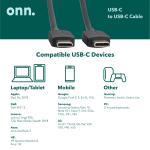 onn. 6' USB-C to C Cable, White