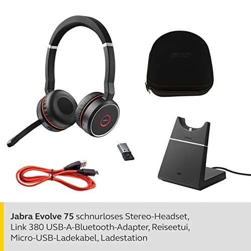 Jabra Evolve 75 Wireless Headset with USB-C Adapter