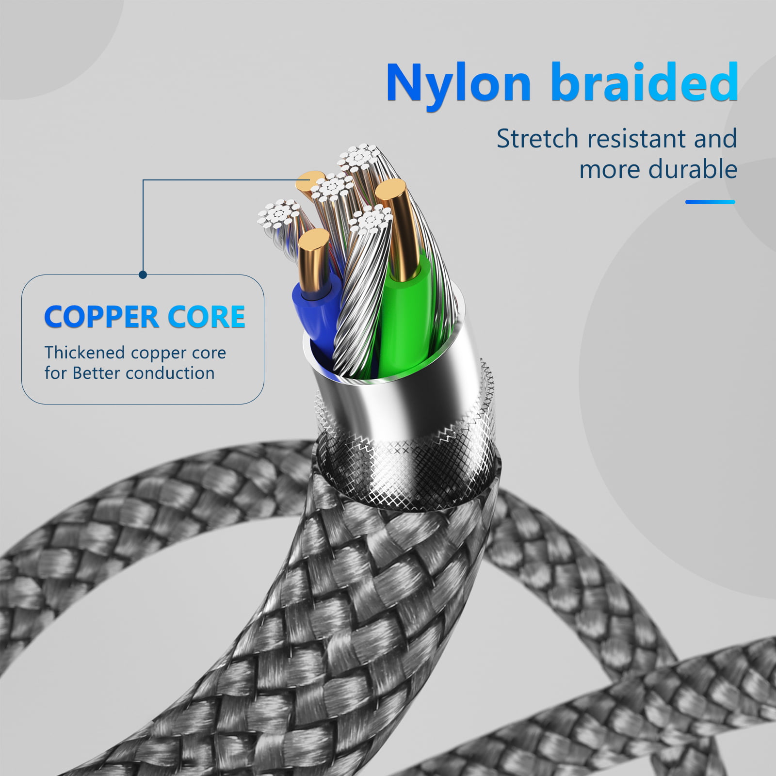 Fast Charging USB-C Cable 2-Pack, 3ft