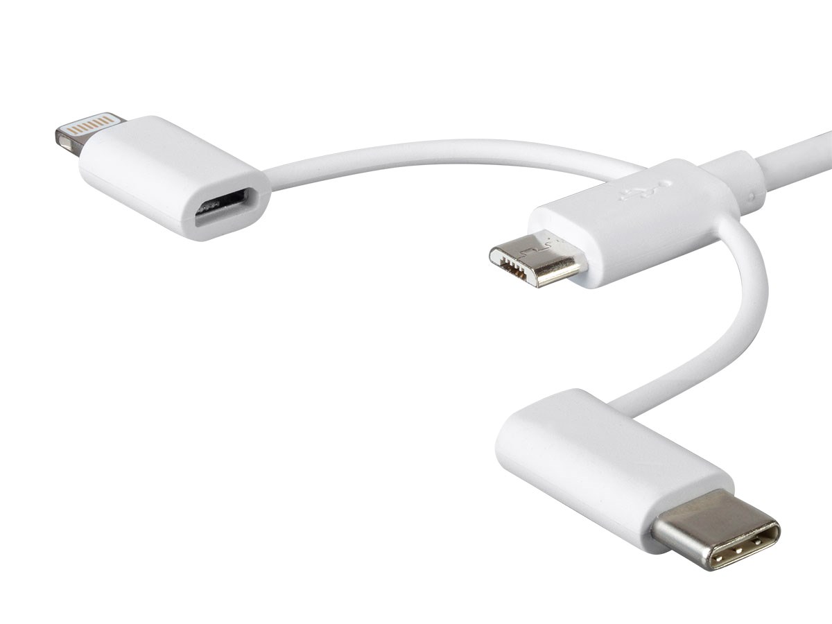 3ft 3-in-1 USB-C Cable (MFi Certified)