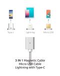 3-in-1 Magnetic USB-C Cable - Silver
