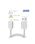 3-in-1 Magnetic USB-C Cable - Silver