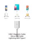 3-in-1 Magnetic USB-C Cable - Silver
