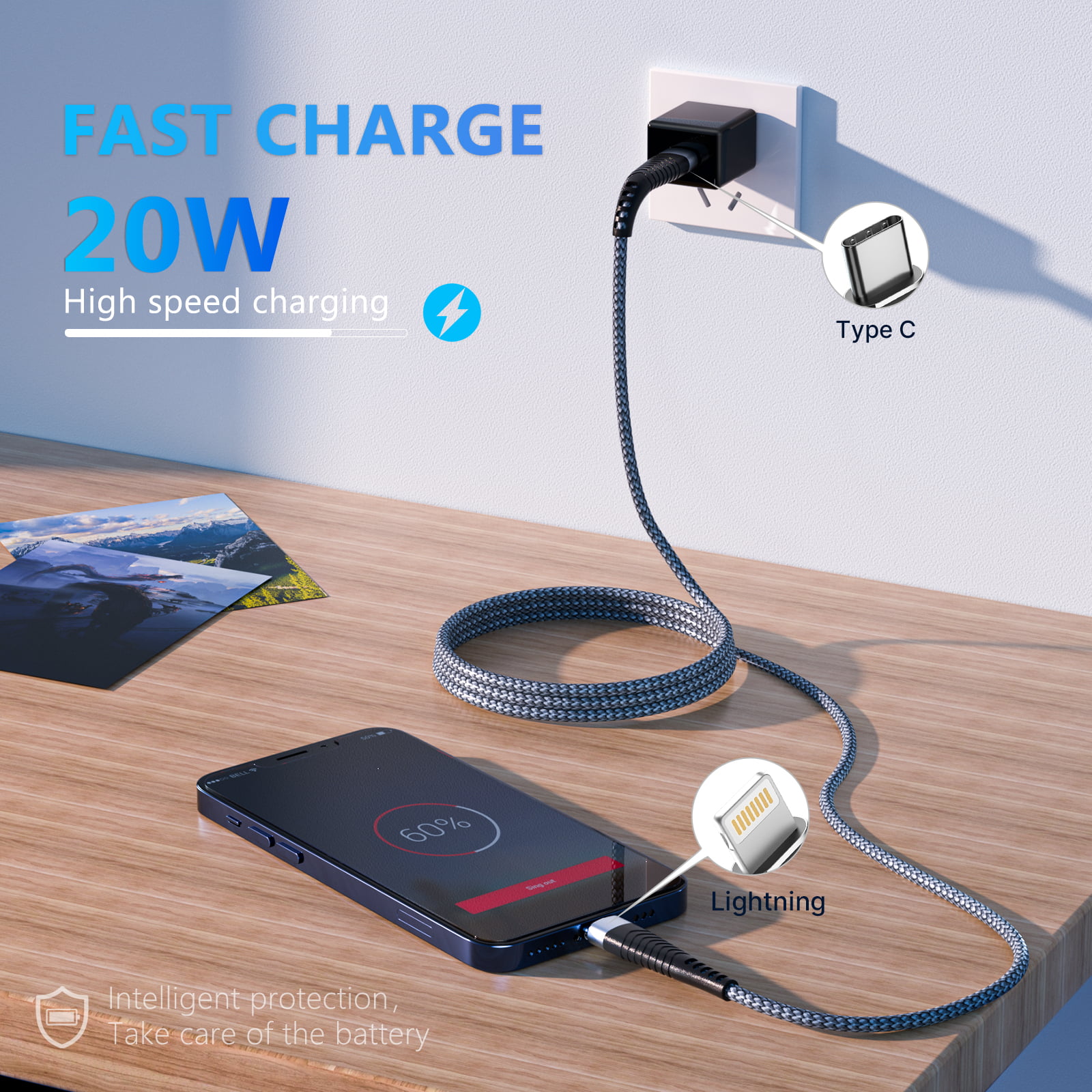 USB-C Lightning Cable for iPhone - 2 Pack