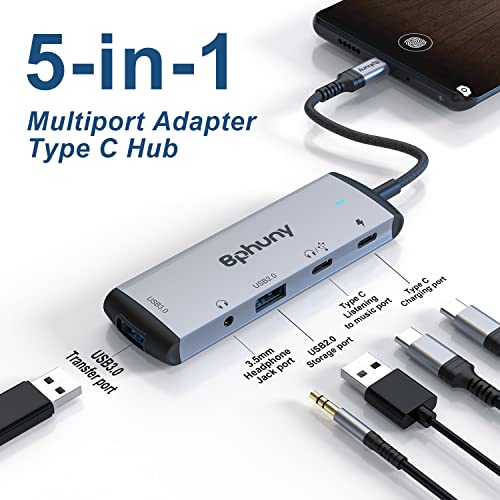 5-in-1 USB-C Hub with Aux Adapter