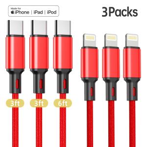Apple MFi Certified USB C Lightning Cable 3-Pack