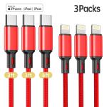 Apple MFi Certified USB C Lightning Cable 3-Pack
