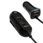 4-Port USB-C Car Charger, Black