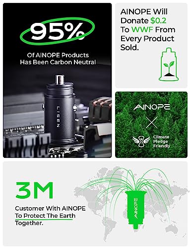 AINOPE 40W Dual Port USB-C Car Charger