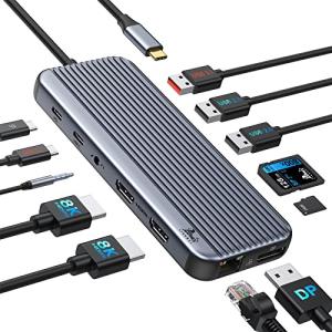 12-in-1 Dual HDMI USB-C Dock Station