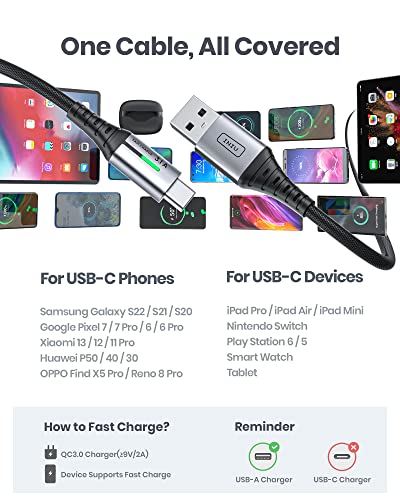 INIU Zinc Braided USB-C Charger Cable (3-Pack)