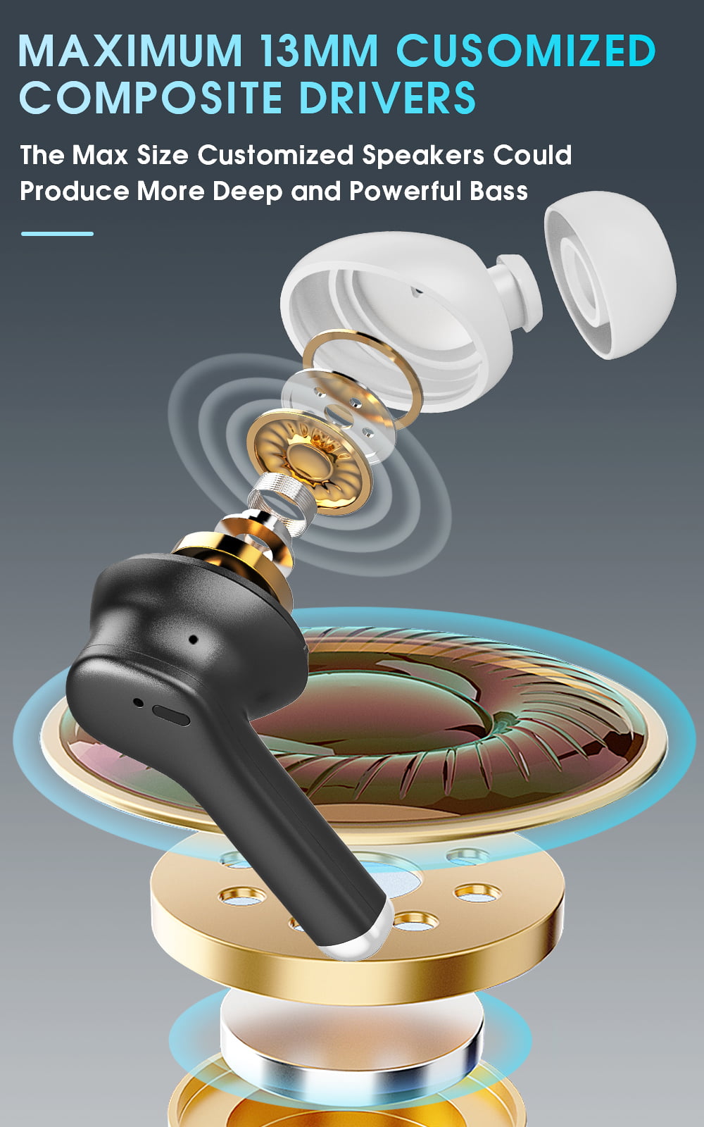 Wireless Earbuds with USB-C Quick Charge