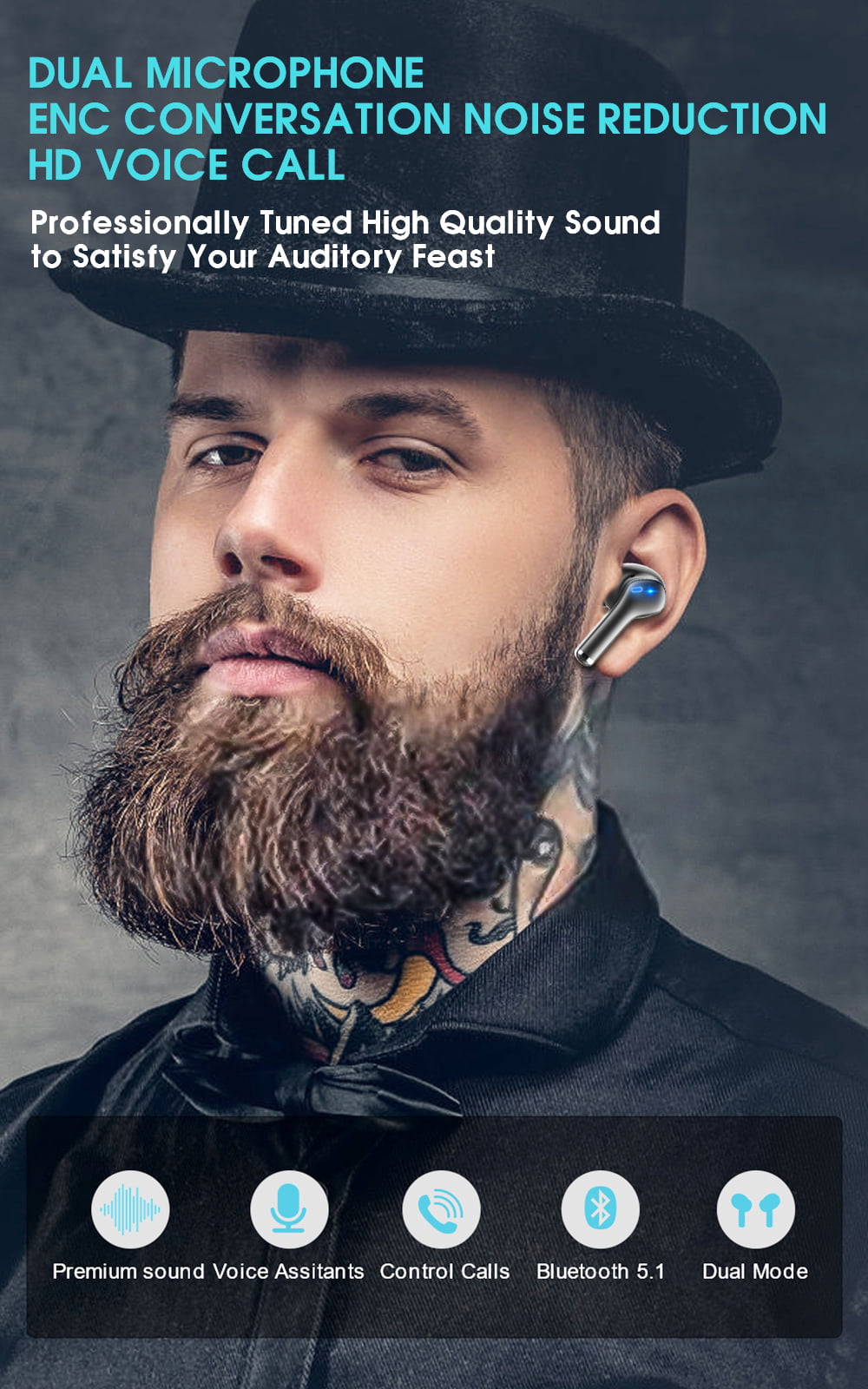 Wireless Earbuds with Bluetooth 5.1 and IPX5