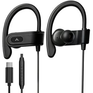 Over-ear USB C headphones with microphone for sports