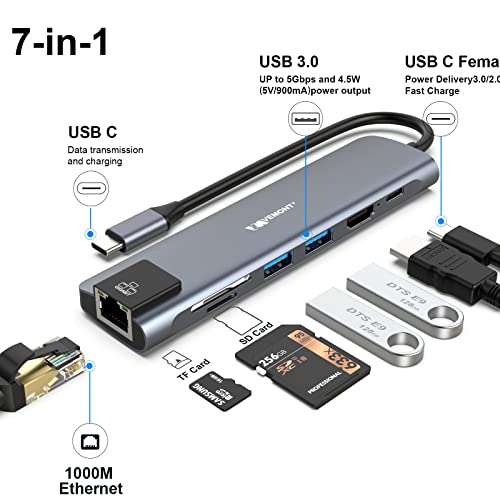 VEMONT 7-in-1 USB-C Adapter with 4K HDMI