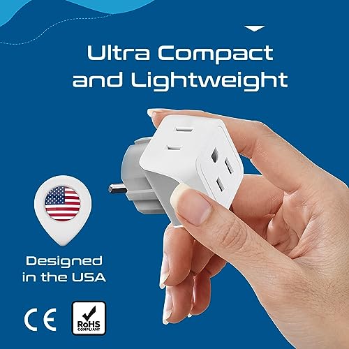 Ultra-Compact Dual Input Plug Adapter (3 Pack)