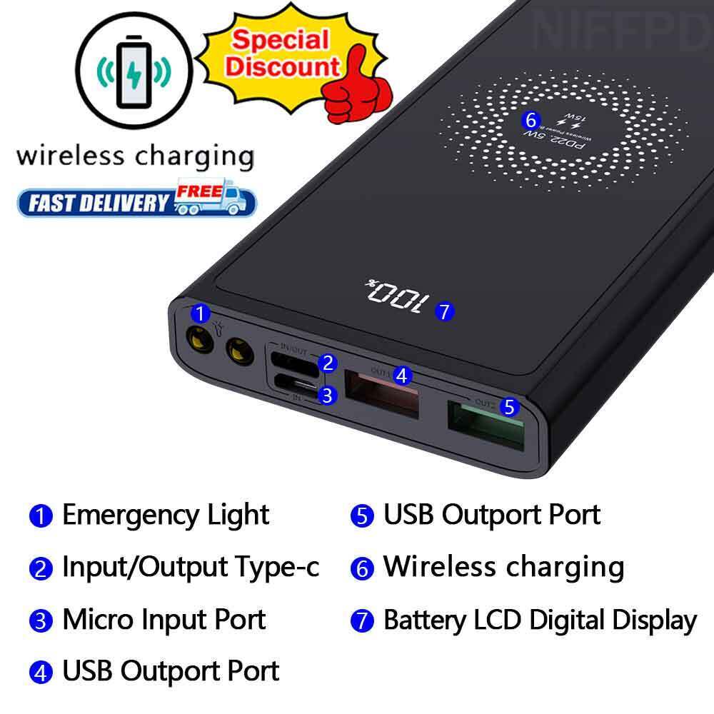 900000mAh Wireless Power Bank with Qi Charging