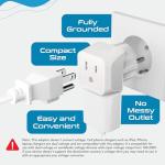 Ultra-Compact Dual Input Plug Adapter (3 Pack)