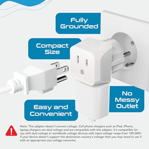 Ultra-Compact Dual Input Plug Adapter (3 Pack)