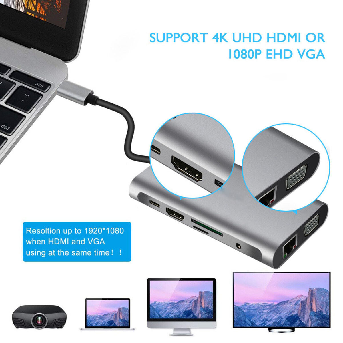 7 in 1 USB-C Hub for Macbook Pro/Air