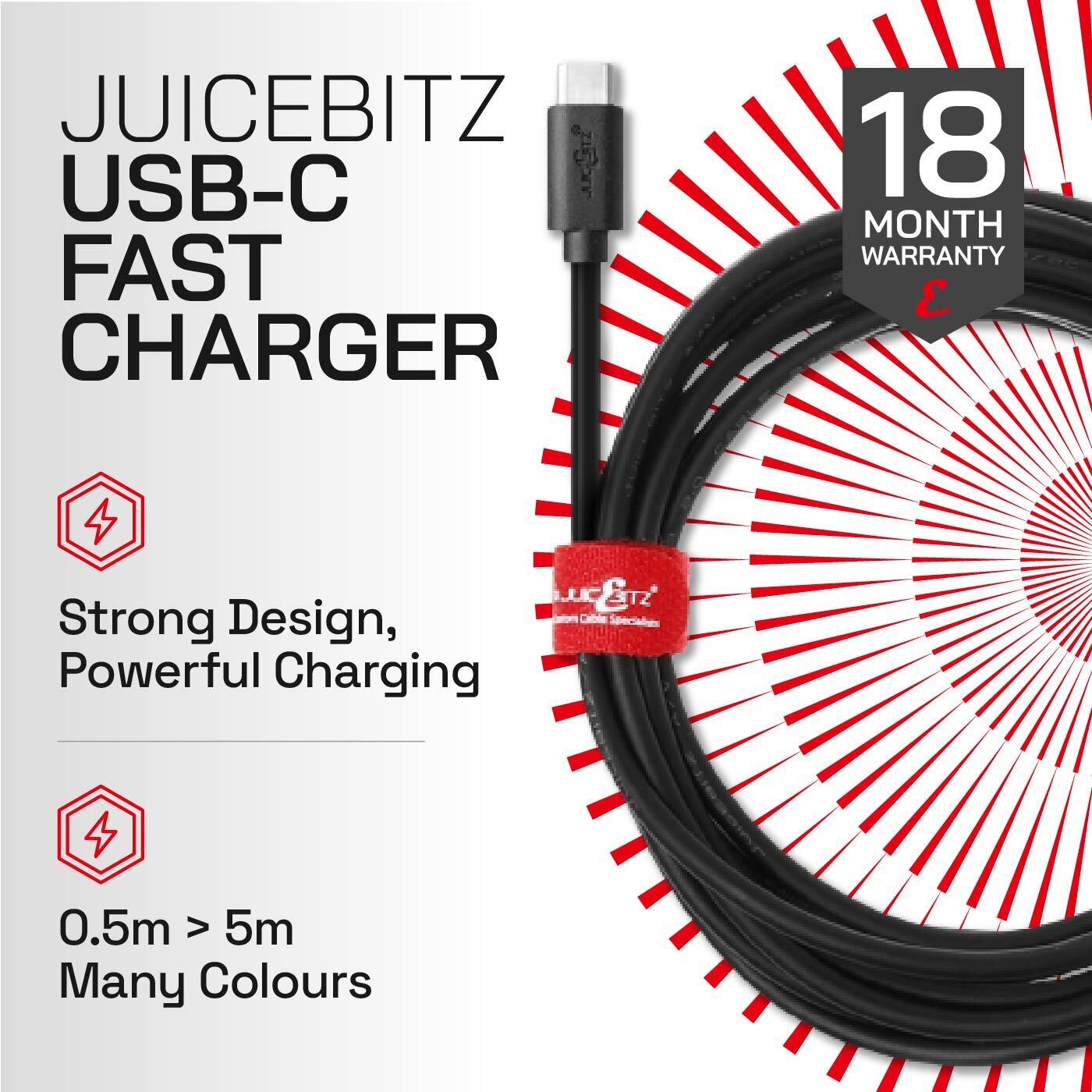 Fast Charge USB-C Data Cable by JuicEBitz®