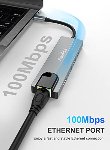 RealPlus 5-in-1 USB-C Hub for MacBook Pro, Chromebook, Pad