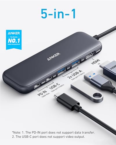 Anker USB-C Hub with 4K HDMI Display, 5Gbps Data Port