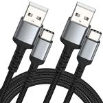 Braided 2m USB-C Charger Cable 2-Pack, 3A Fast