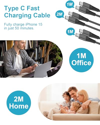 USB-C Fast Charging Cable Set - 1M/1M/2M