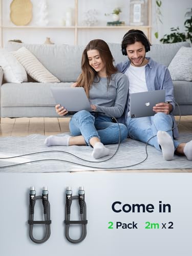 100W 5A USB-C Fast Charging Cable 2M (2-Pack)