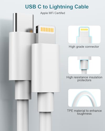 MFi Certified 1M USB-C to Lightning Cable 2-Pack