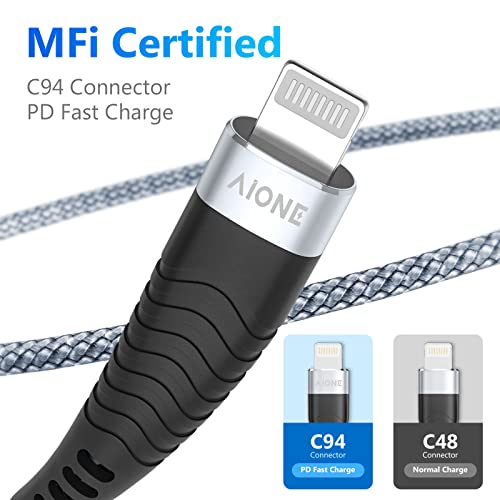 Aione USB-C to Lightning Charging Cable 2-Pack