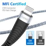 Aione USB-C to Lightning Charging Cable 2-Pack